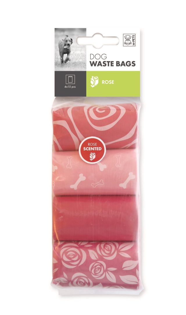 Bolsas de desechos para perros rosa 4 * 15 piezas
