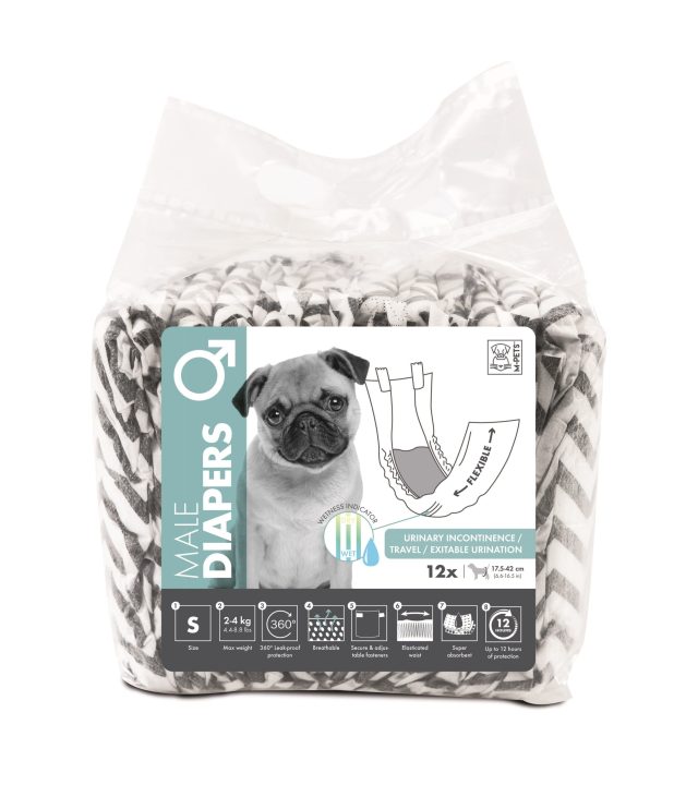 Pañales de macho deschables para mascotas talla s peso 2-4 kg / 12 pcs/ cintura : 17 - 42.5 cm