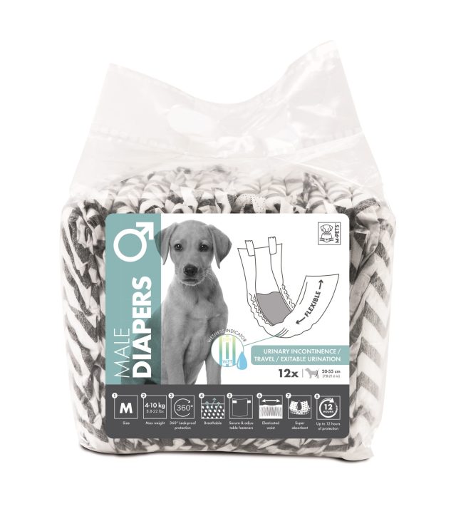 Pañales de macho deschables para mascotas talla m peso 4-10kg/  12 pcs/ cintura : 30 - 55 cm