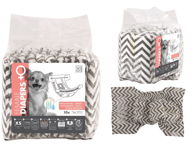 Pañales deschables para mascotas talla m 425 × 300 mm  - 10 pcs cintura : 30 - 42.5 cm pesot: 4 - 1g