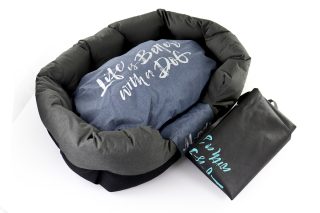 Cama para mascotas prague, gris/azul- 75x50x26cm large