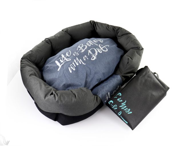 Cama para mascotas prague, gris/azul- 75x50x26cm large