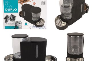 Dispensador de agua y comida con platos de acero  3 lt / 1,3 kl 40 x 16.2 x 29.1 cm