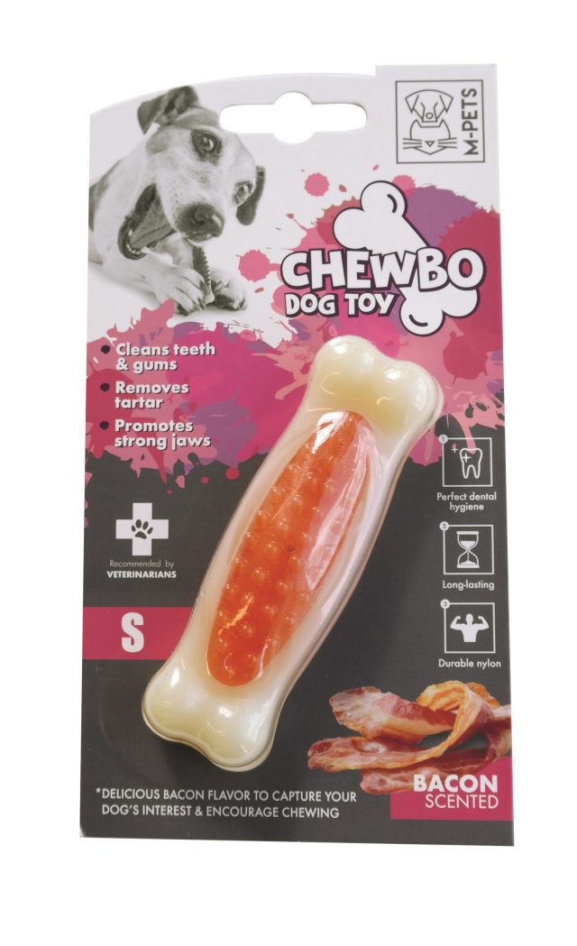 Juguete  hueso para mascotas sabor tocino  limpia encias  9,9 * 2,79 cm