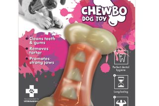 Juguete  hueso para mascotas sabor tocino  limpia encias 10x4,5x2,5 cm