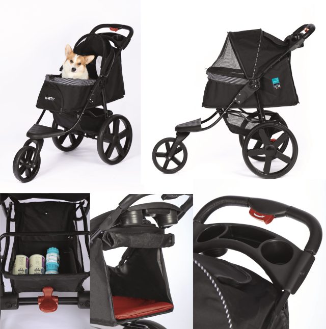 Cochesito para mascotas 12 x 57 x 104,5 cm < 25 kg / fácil plegado/ruedas 360 grados