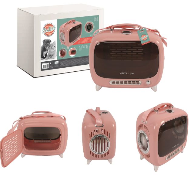 Transportin para mascotas forma tv rosa 44.7 x 26.6 x 38.4 cm hasta 5 kl
