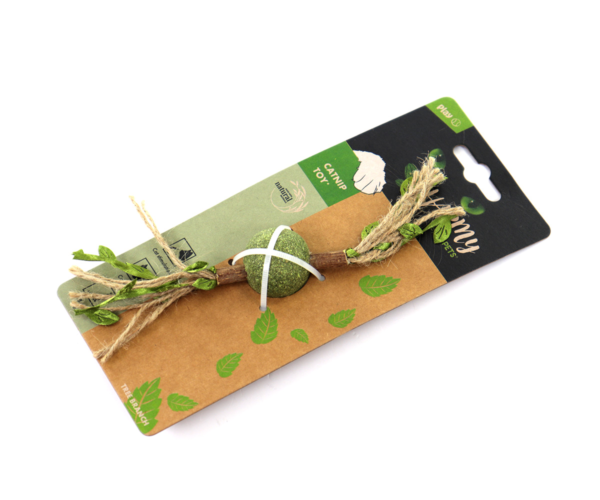 Juguete para Gatos c/catnip charmy, ramita verde