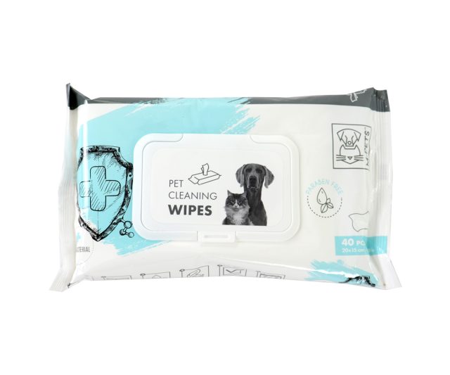 Toallitas de limpieza para mascotas antibacterianas 15 x 20 cm - 40 piezas