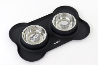 Plato doble acero 400ml c/base de silicon 45x23x4cm