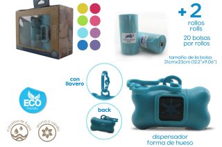 Dispensador + 2 rollos de bolsitas 20 bo x rollo)