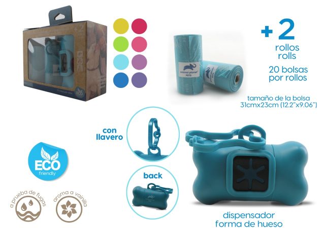 Dispensador + 2 rollos de bolsitas 20 bo x rollo)