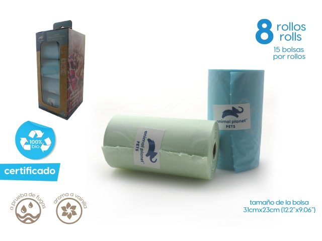 Bolsitas para desperdicio 8 rollos/ 15 bo x rollo