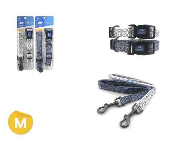Collar- correa para  mascotas set (m) 5/8¨x 10-14¨ 5/8¨x4ft