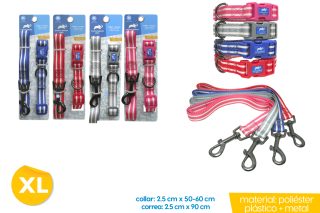 Collar + correa para mascotas xl 2.5cm x 50-60cm / 2.