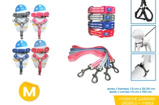 Arnés + correa para mascotas m 1.5cm x 35-50cm / 1.5c
