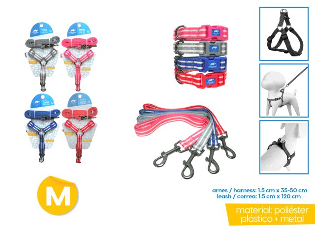 Arnés + correa para mascotas m 1.5cm x 35-50cm / 1.5c